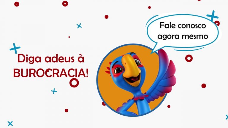 mascote, ave azul com balão de fala